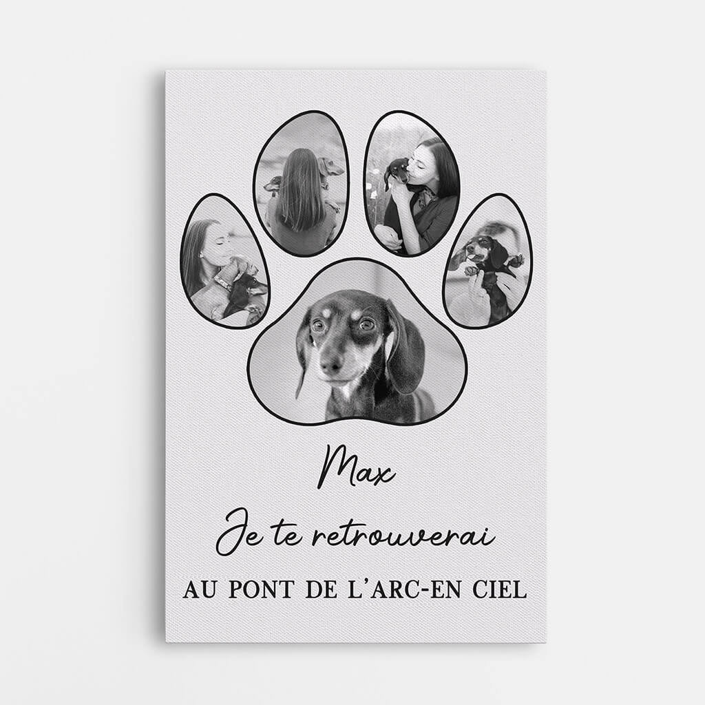 Toile Personnalisée - Je Te Retrouverai Au Pont De l'Arc-en-Ciel Avec Chien
