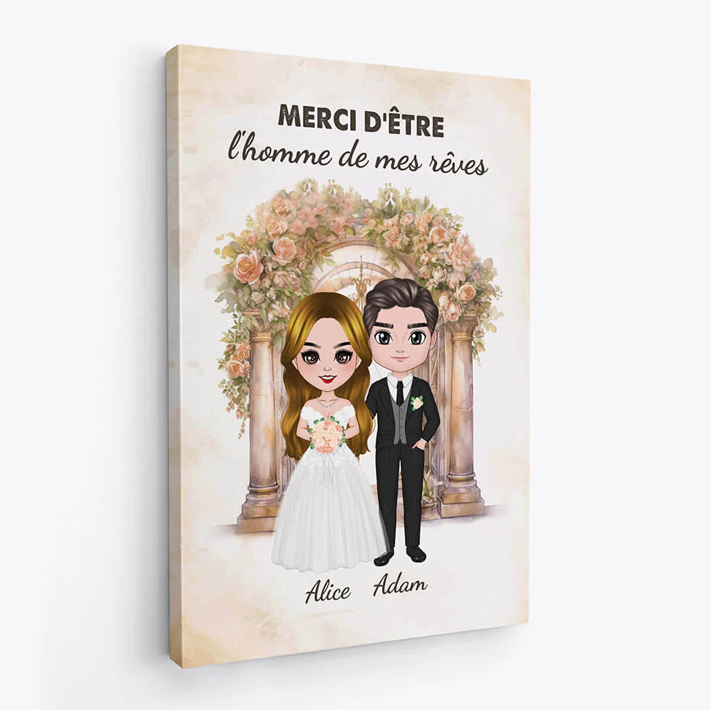 Toile Personnalisée Couple - Merci D'être L'homme de Mes Rêves - Image 2