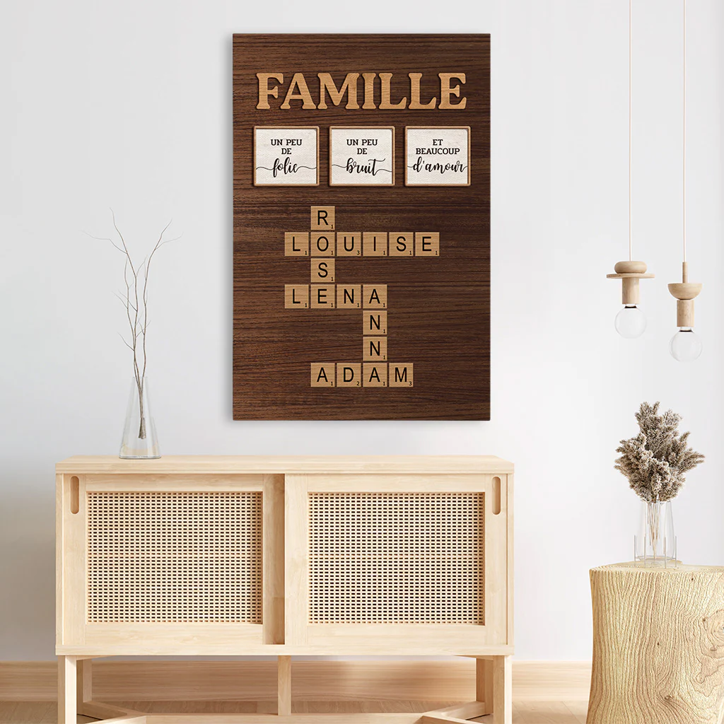 Toile Mot Croisé Famille Personnalisé - Amour De La Famille - Image 3