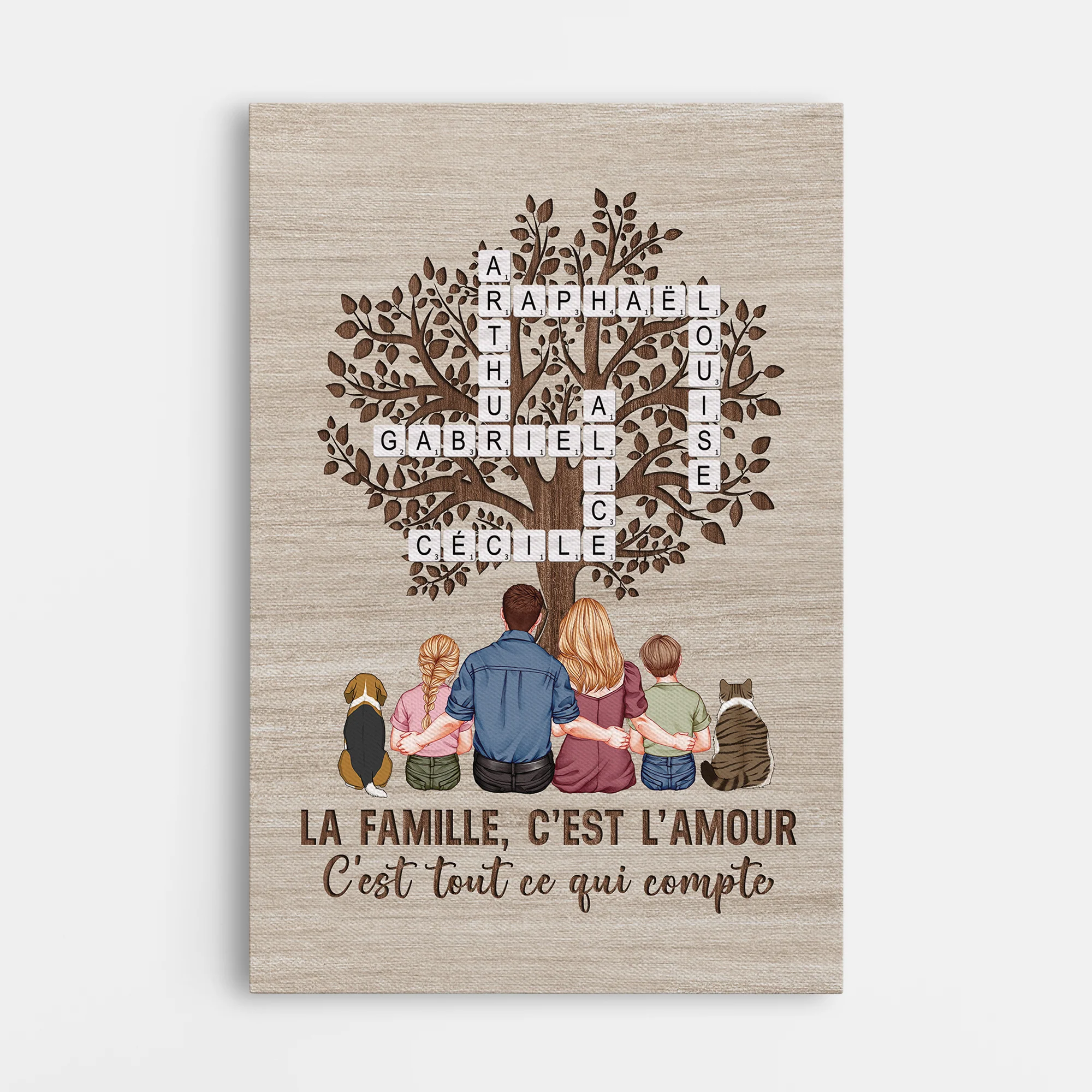 Toile Mot Croisé Famille Personnalisé - Amour De La Famille Est Éternel