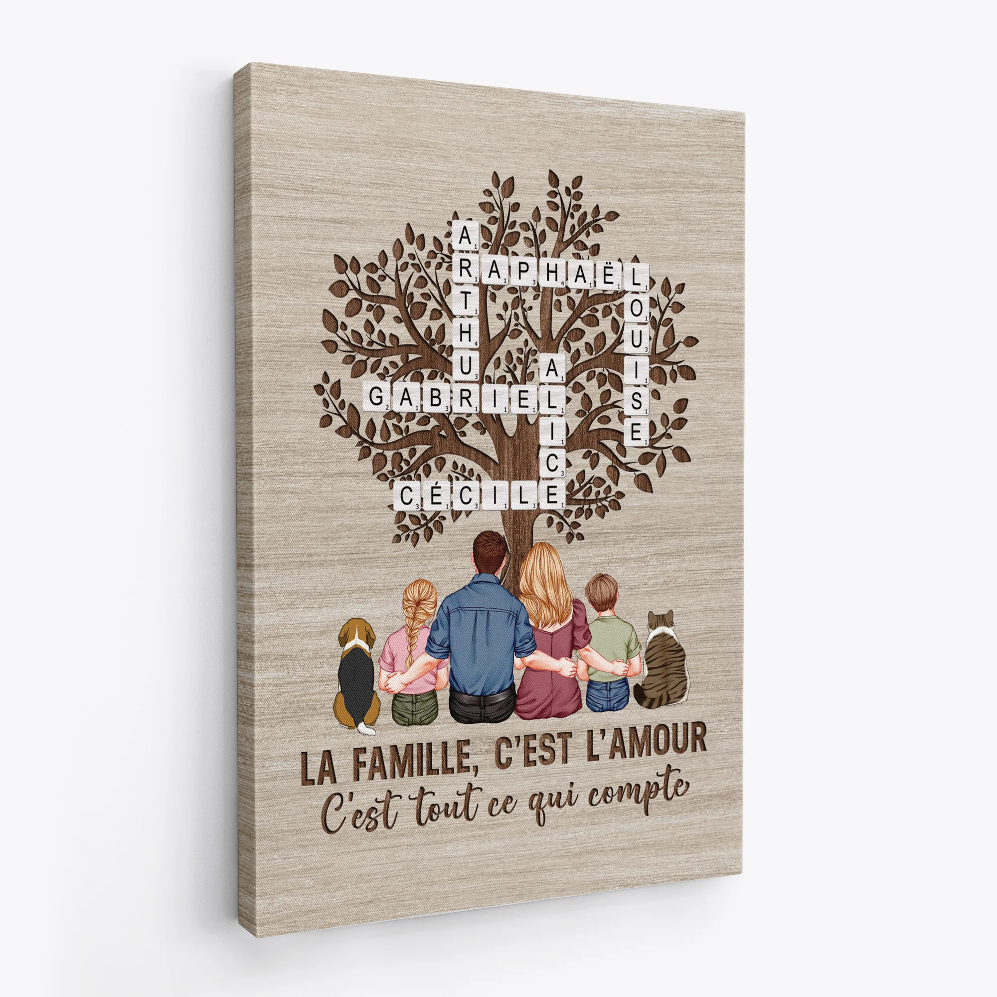 Toile Mot Croisé Famille Personnalisé - Amour De La Famille Est Éternel - Image 2