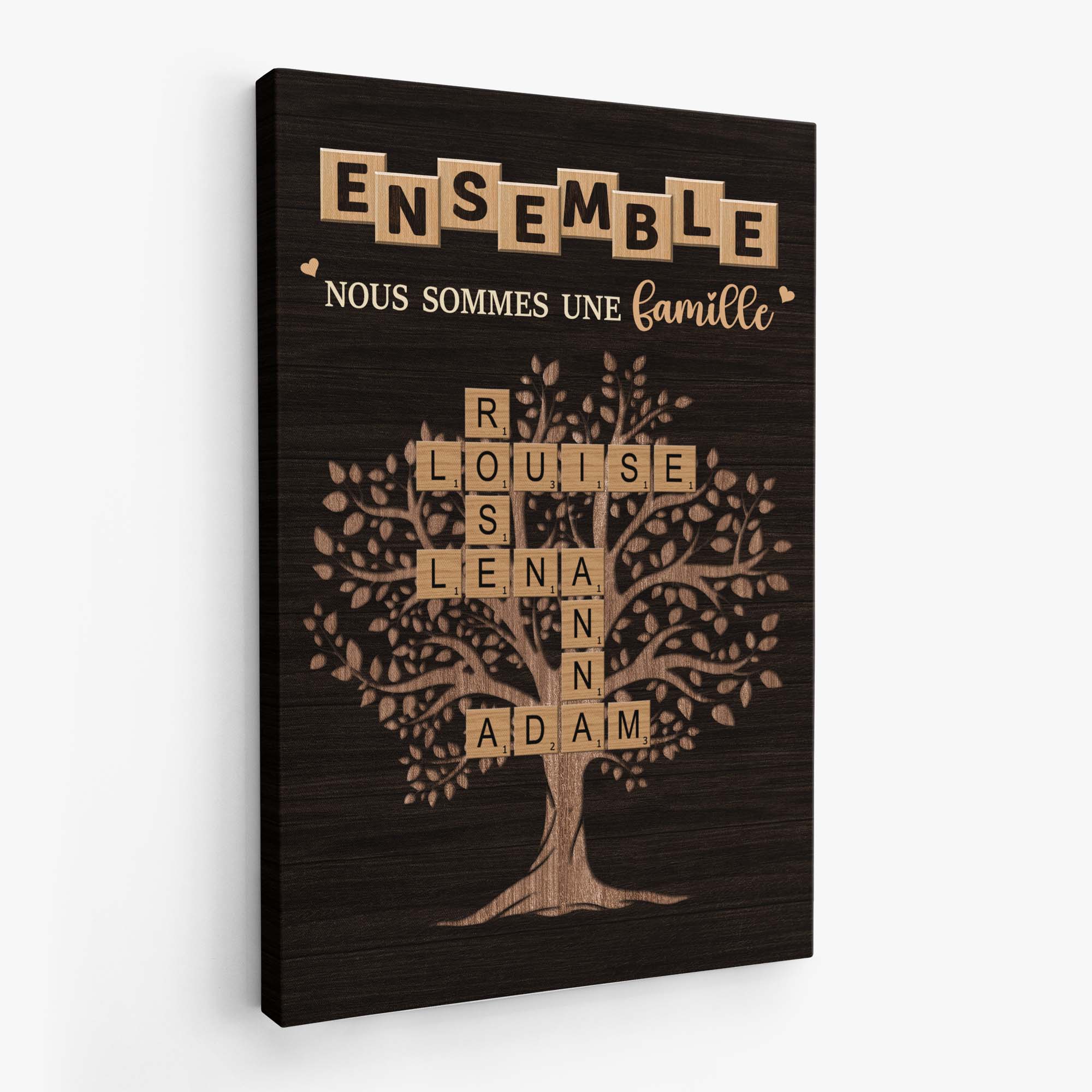 Toile Mot Croisé Famille Personnalisé - Ensemble Nous Sommes Une Famille - Image 2