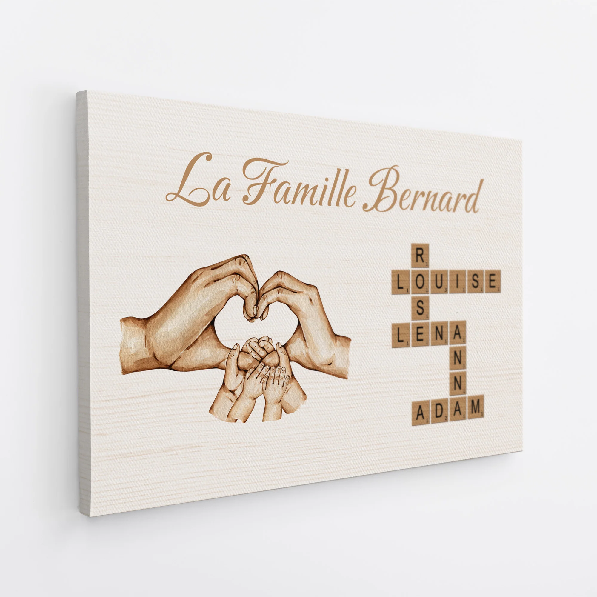 Toile Mot Croisé Famille Personnalisé - Notre Famille Avec Mains - Image 2