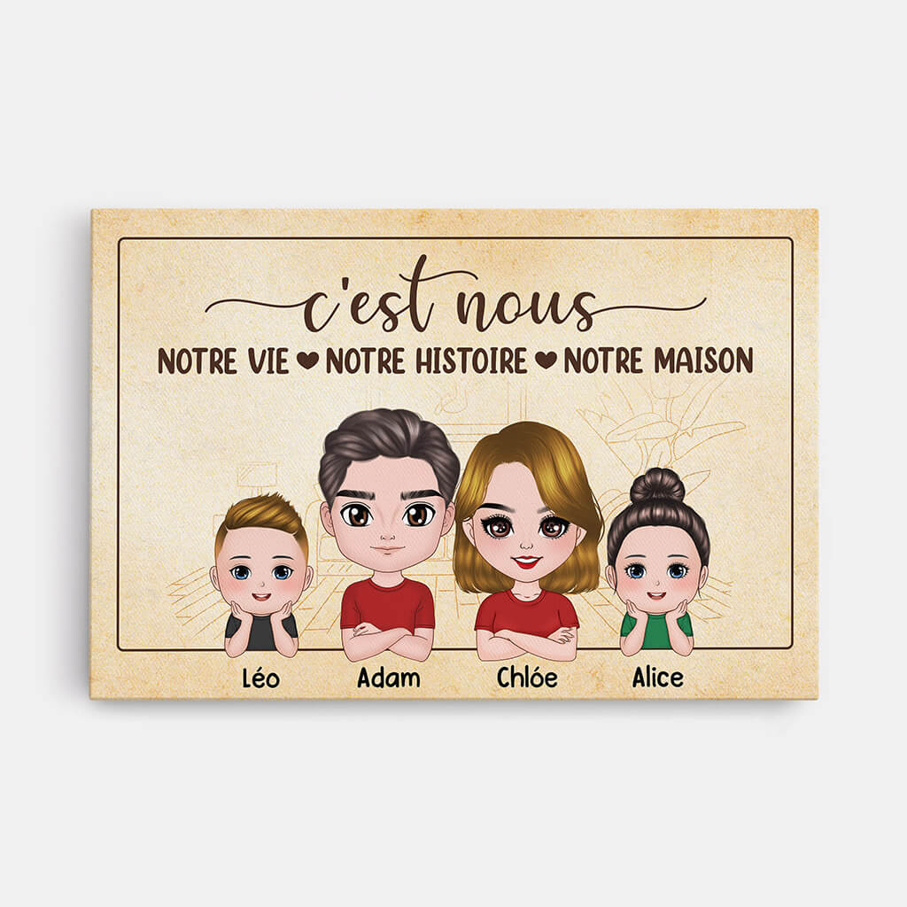 Toile Personnalisée Famille - Notre Vie Notre Histoire Notre Maison