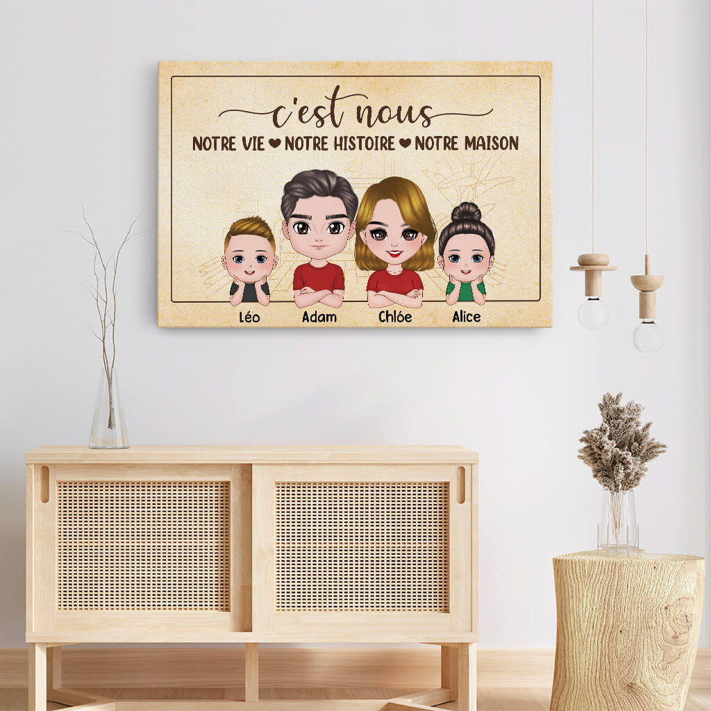 Toile Personnalisée Famille - Notre Vie Notre Histoire Notre Maison - Image 3