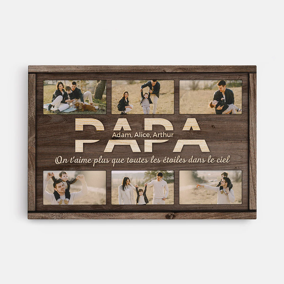 Toile Personnalisée Photo - Papa On T'Aime Plus Que Toutes Les Étoiles