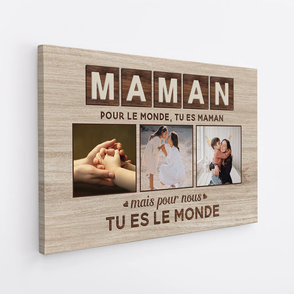 Cadeau personnalisé papa - Toile Tu es le monde - Image 2