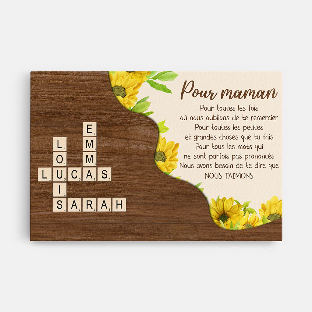 Tableau Personnalisé Maman | Tournesol Mots Croisés