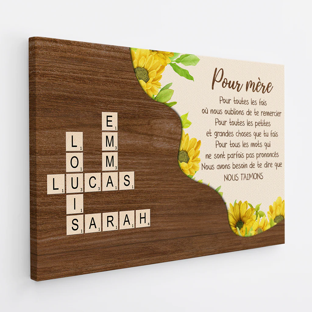 Tableau Personnalisé Maman | Tournesol Mots Croisés - Image 2