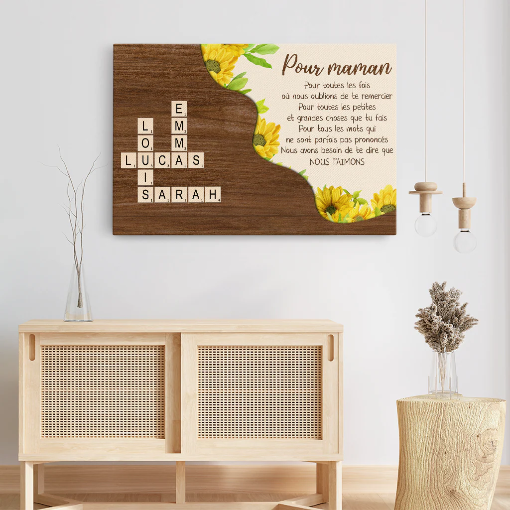 Tableau Personnalisé Maman | Tournesol Mots Croisés - Image 3