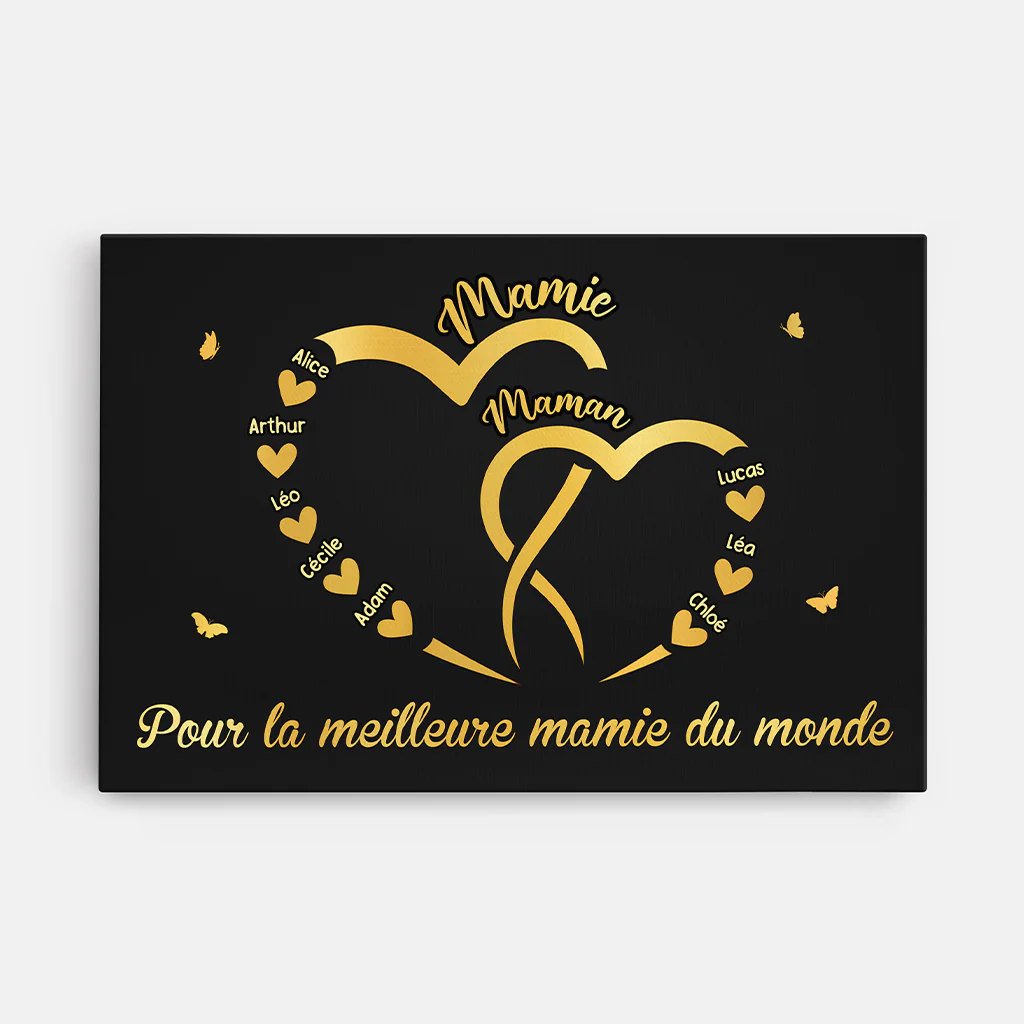 Toile Fete Des Meres | La Meilleure Mamie Coeur D'or Personnalisé
