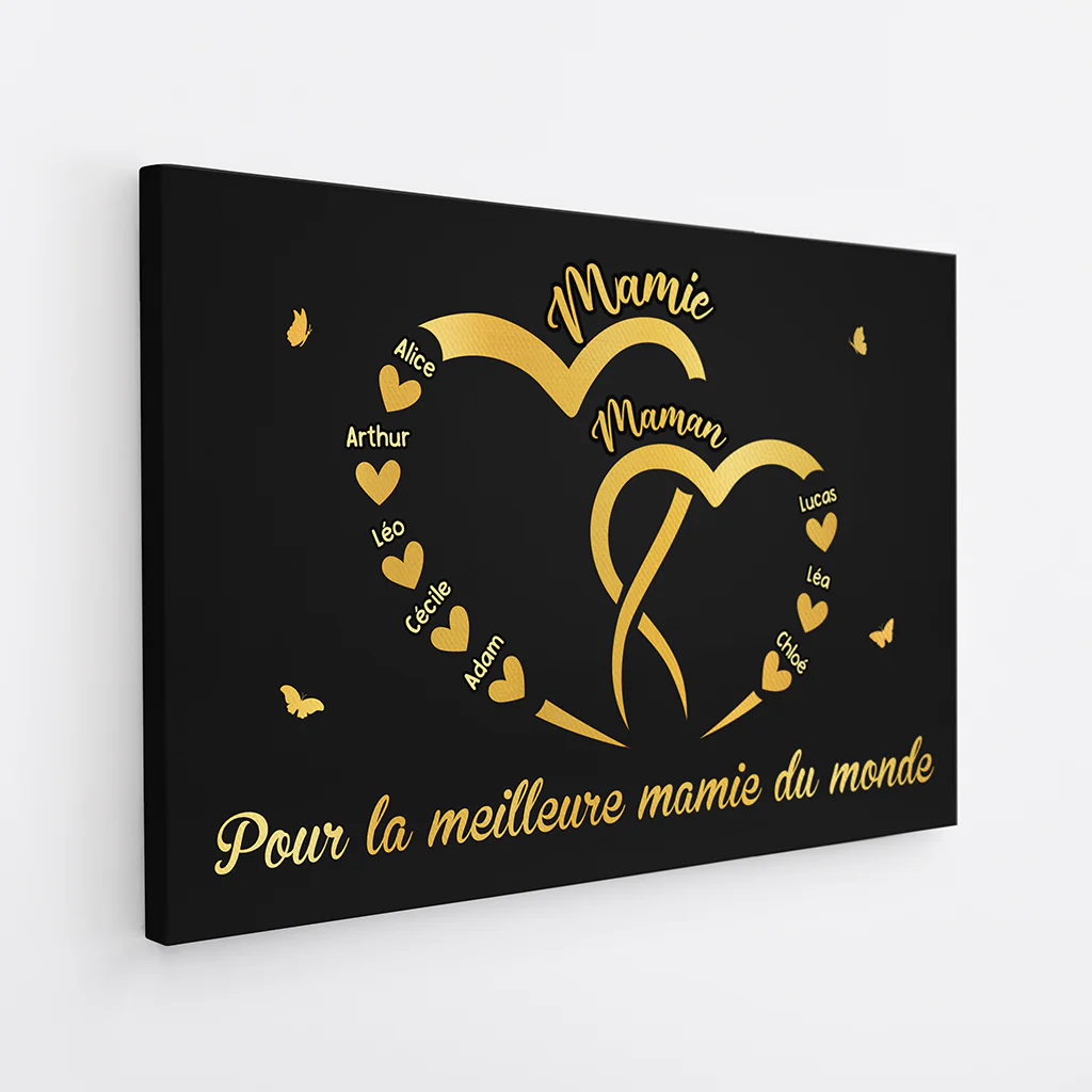 Toile Fete Des Meres | La Meilleure Mamie Coeur D'or Personnalisé - Image 2