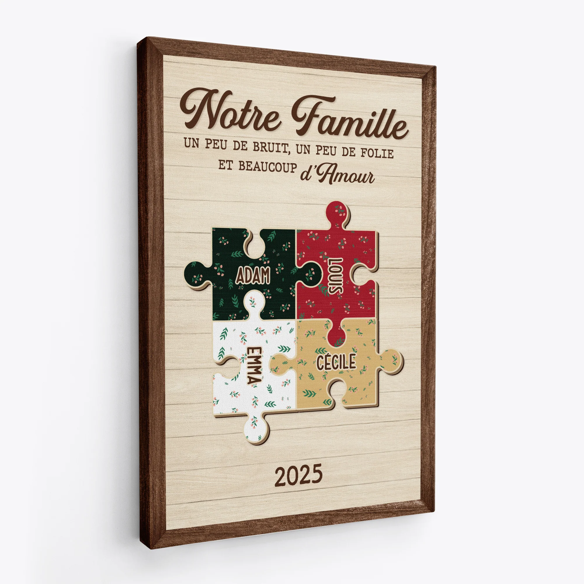 Toile Personnalisé Famille Avec Prénom - Les pièces Qui Composent Notre Famille - Image 2