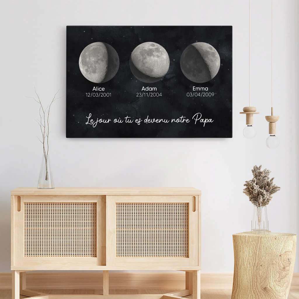 Tableau Fête Des Mères Personnalisé | Papa Le Jour Spécial Design Lunaison - Image 3