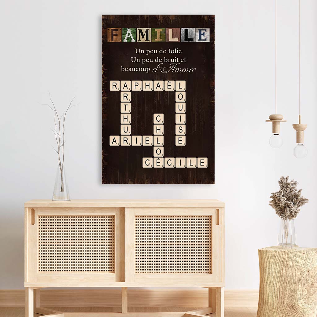 Toile Personnalisée Famille Avec Mots-Croisés - Beaucoup D’amour De Famille - Image 3