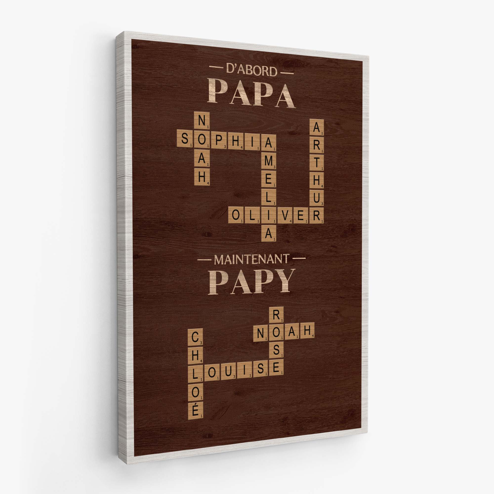 Toile Personnalisée Avec Mots-Croisés - D’abord Papa Maintenant Papy - Image 2