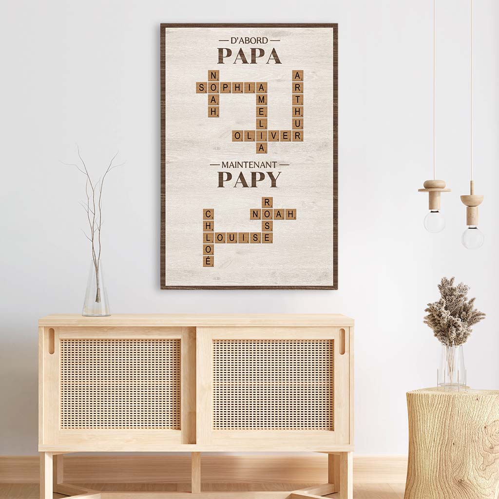 Toile Personnalisée Avec Mots-Croisés - D’abord Papa Maintenant Papy - Image 3