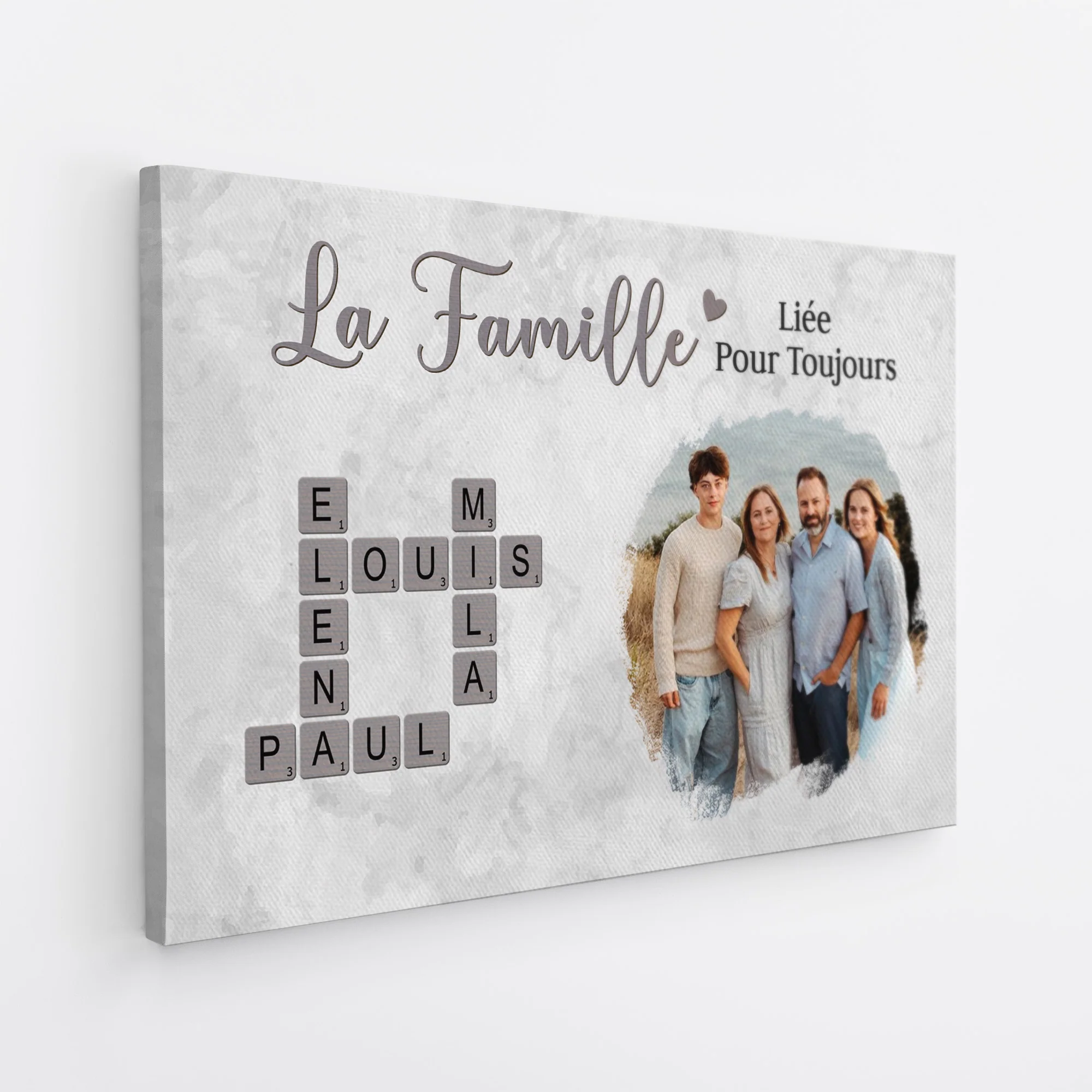 Toile Personnalisée Avec Photo Et Mots-Croisés - Notre Amour De Famille - Image 2