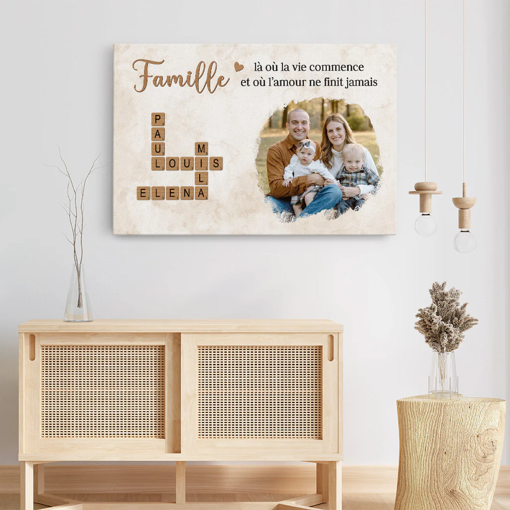 Toile Personnalisée Avec Photo Et Mots-Croisés - Notre Amour De Famille - Image 3