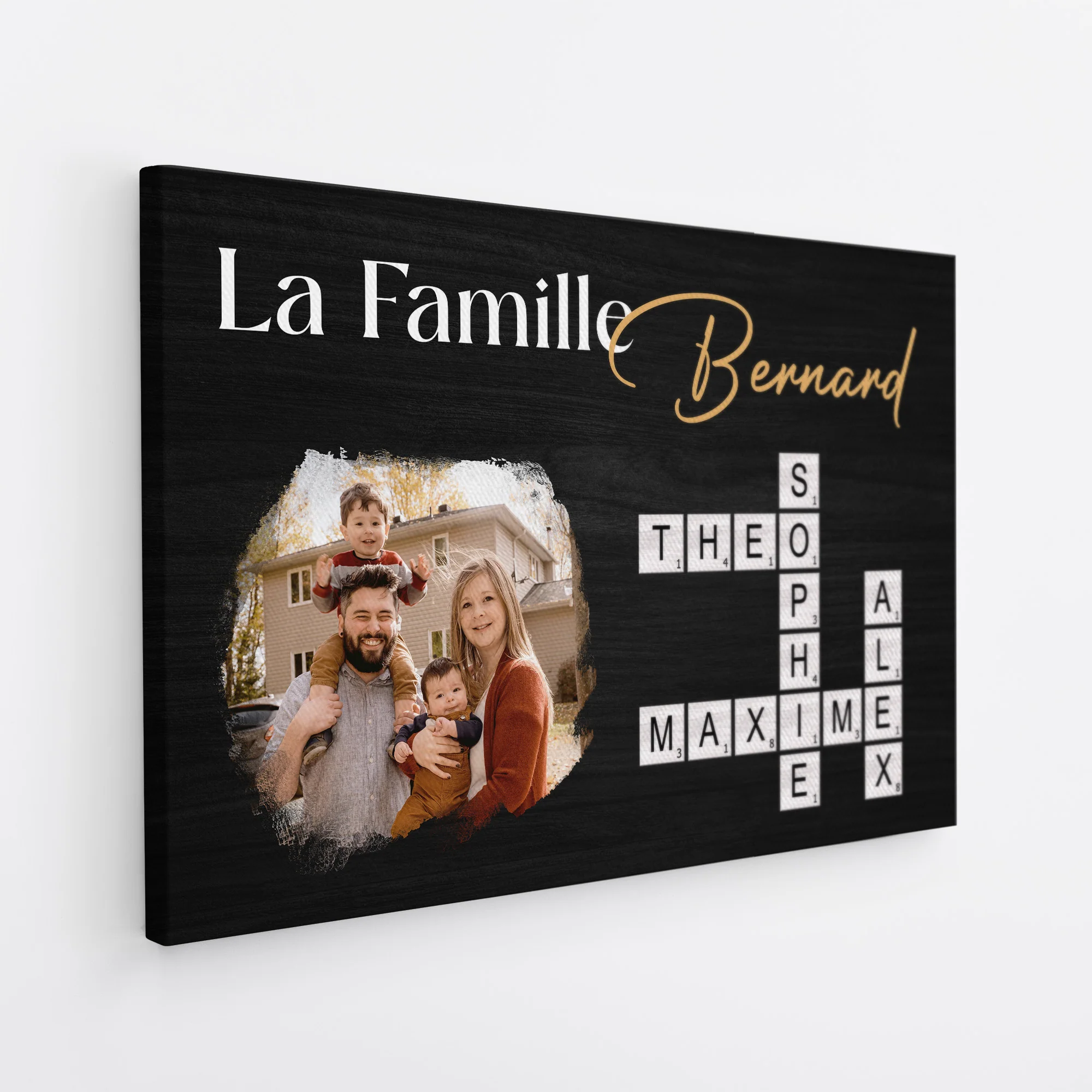 Toile Personnalisée Famille Avec Photo - Notre Famille Avec Mots-Croisés - Image 2