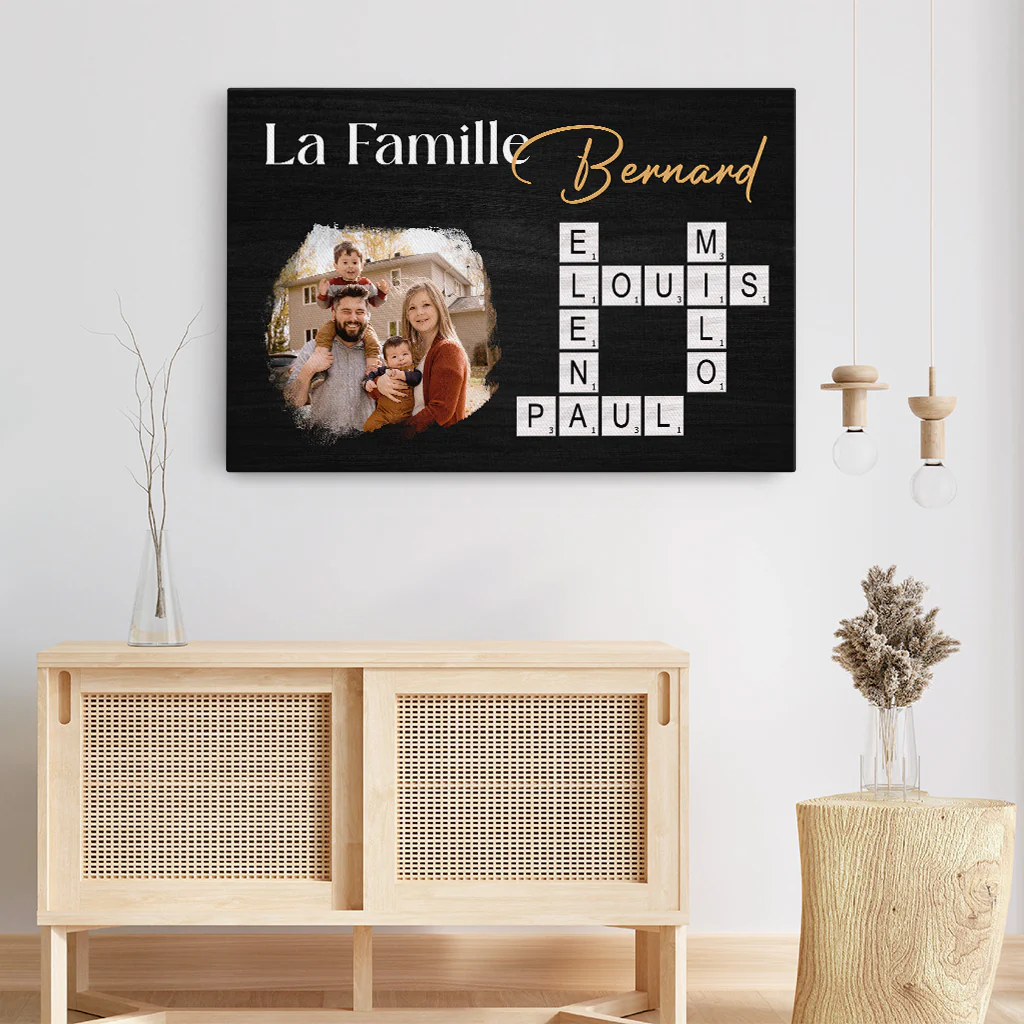 Toile Personnalisée Famille Avec Photo - Notre Famille Avec Mots-Croisés - Image 3