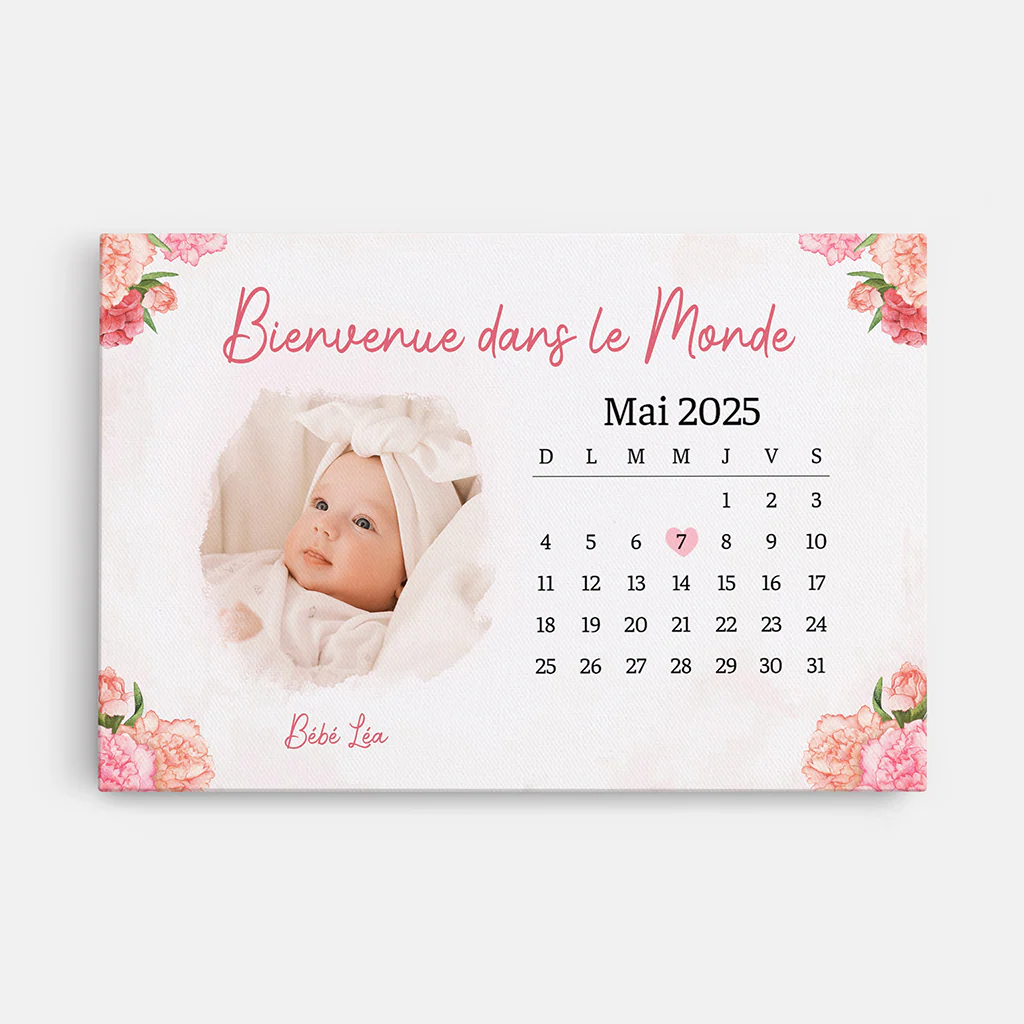 Toile Personnalisée Photo Bébé - Bienvenue Dans Le Monde - Photo