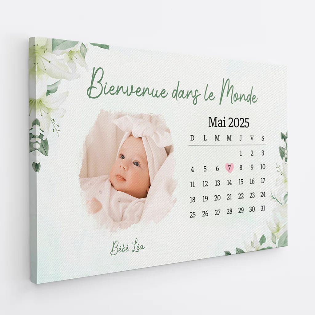 Toile Personnalisée Photo Bébé - Bienvenue Dans Le Monde - Photo - Image 2
