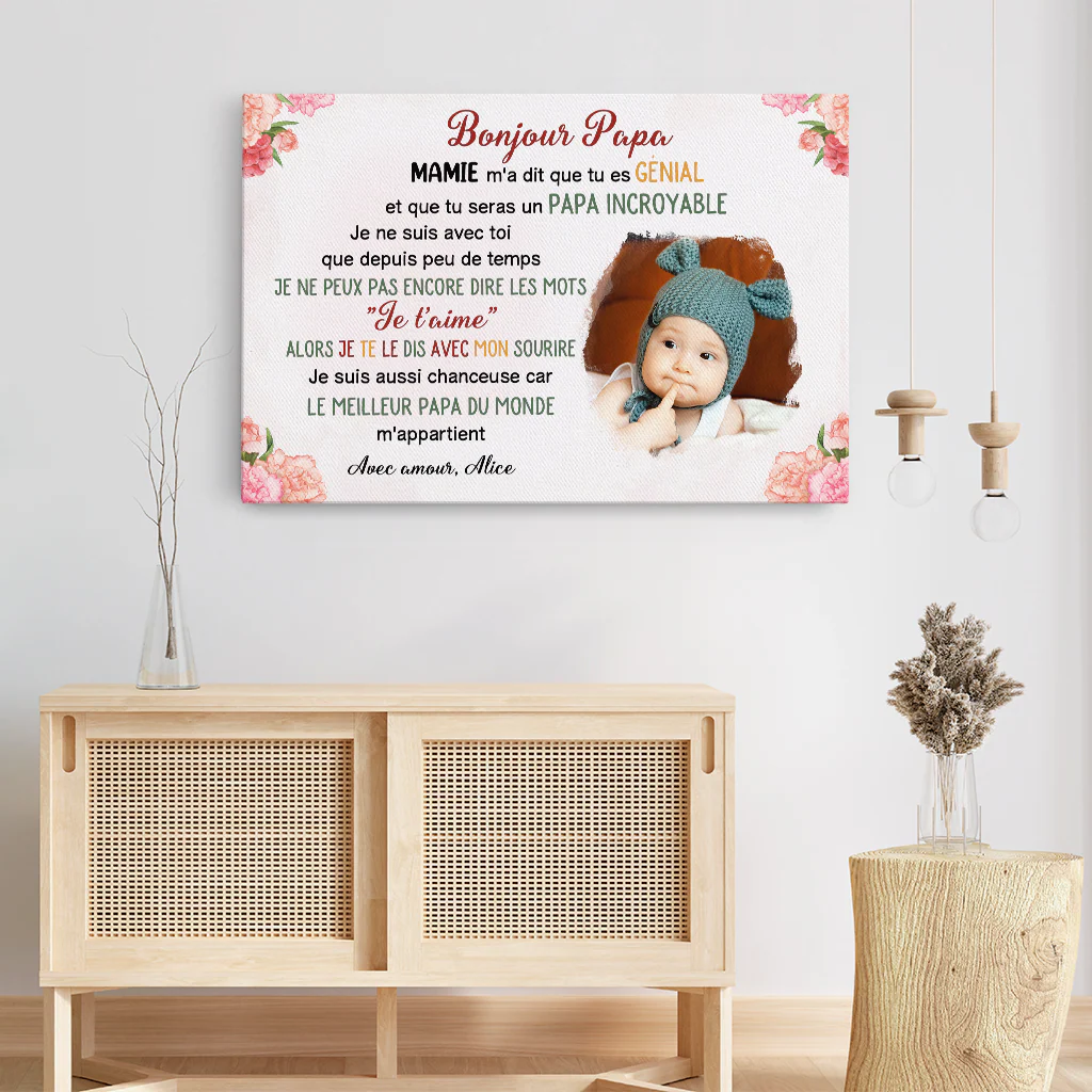 Toile Personnalisée Photo - Bonjour Papa - Image 3