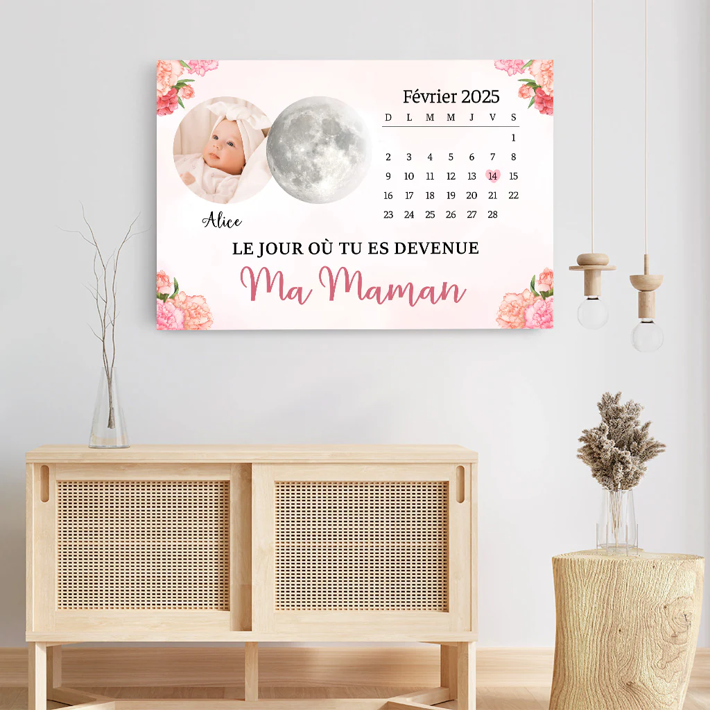 Toile Personnalisé Maman | Calendrier Photo Et Phase De Lune - Image 3