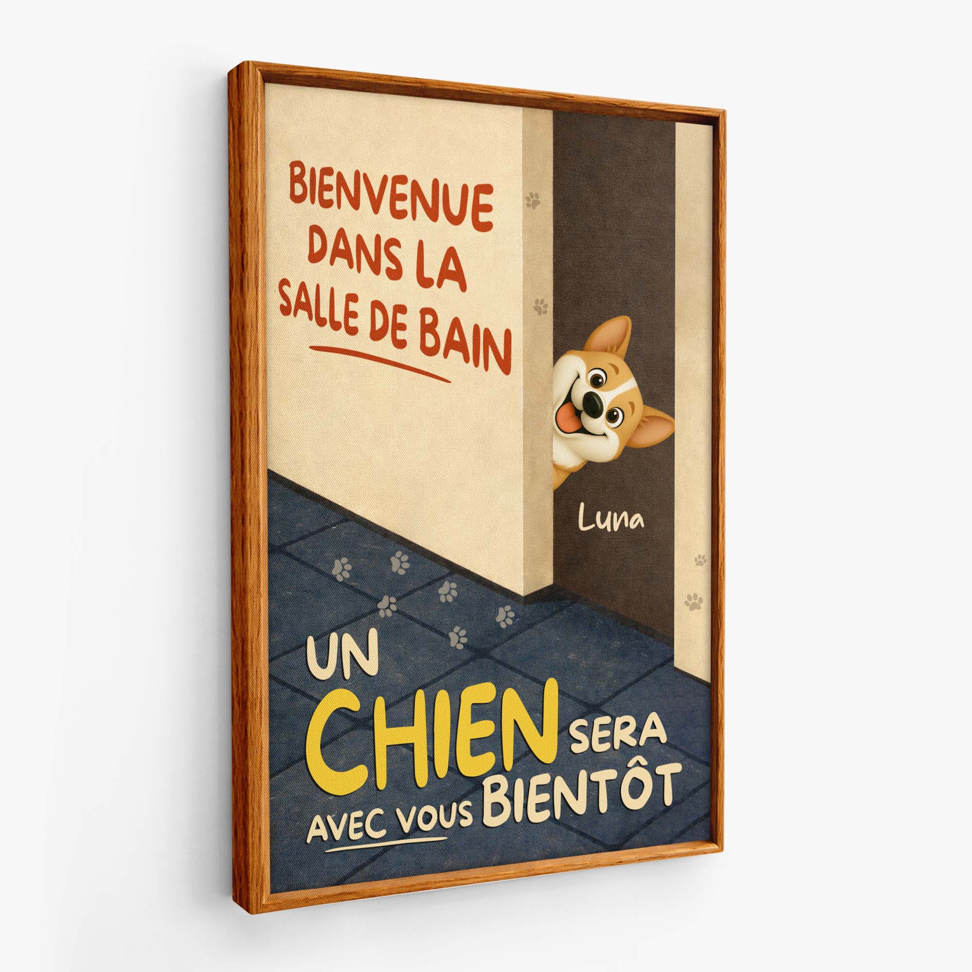 Toile Prénom Personnalisée | La Salle De Bain Avec Chien - Image 2