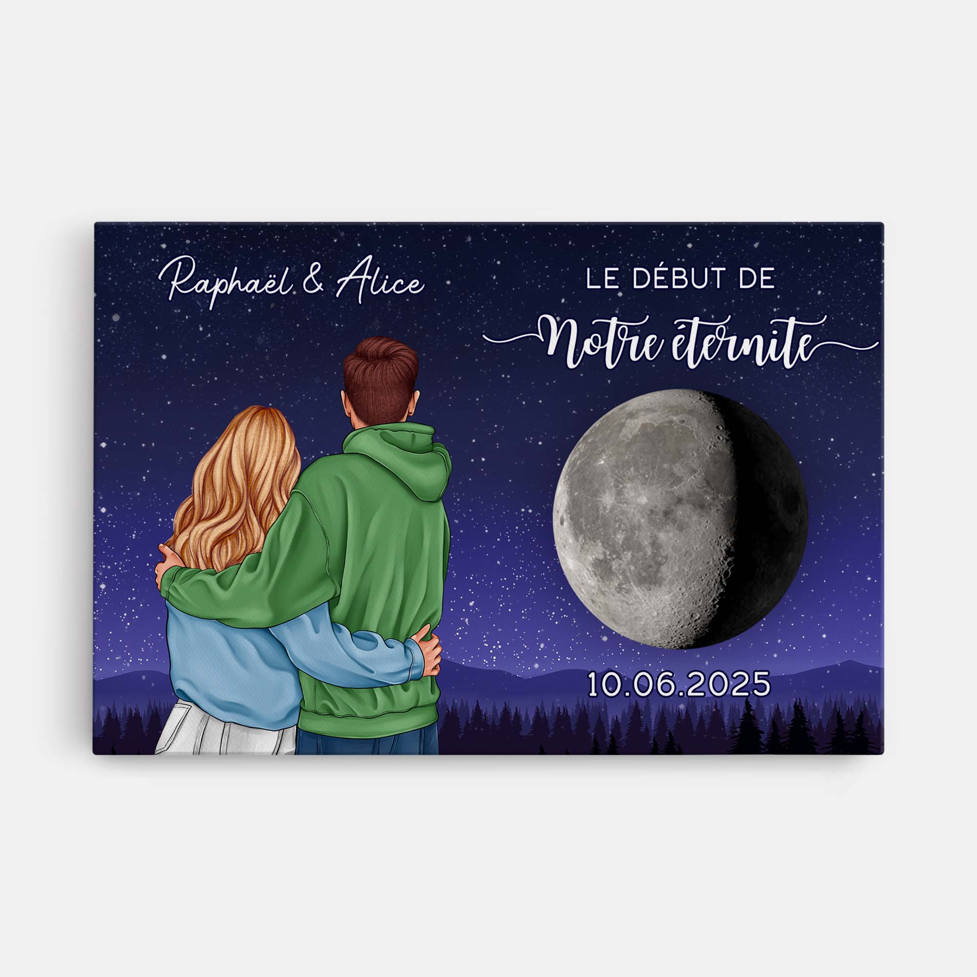 Toile Personnalisée - Phase De La Lune Début De Notre Éternité