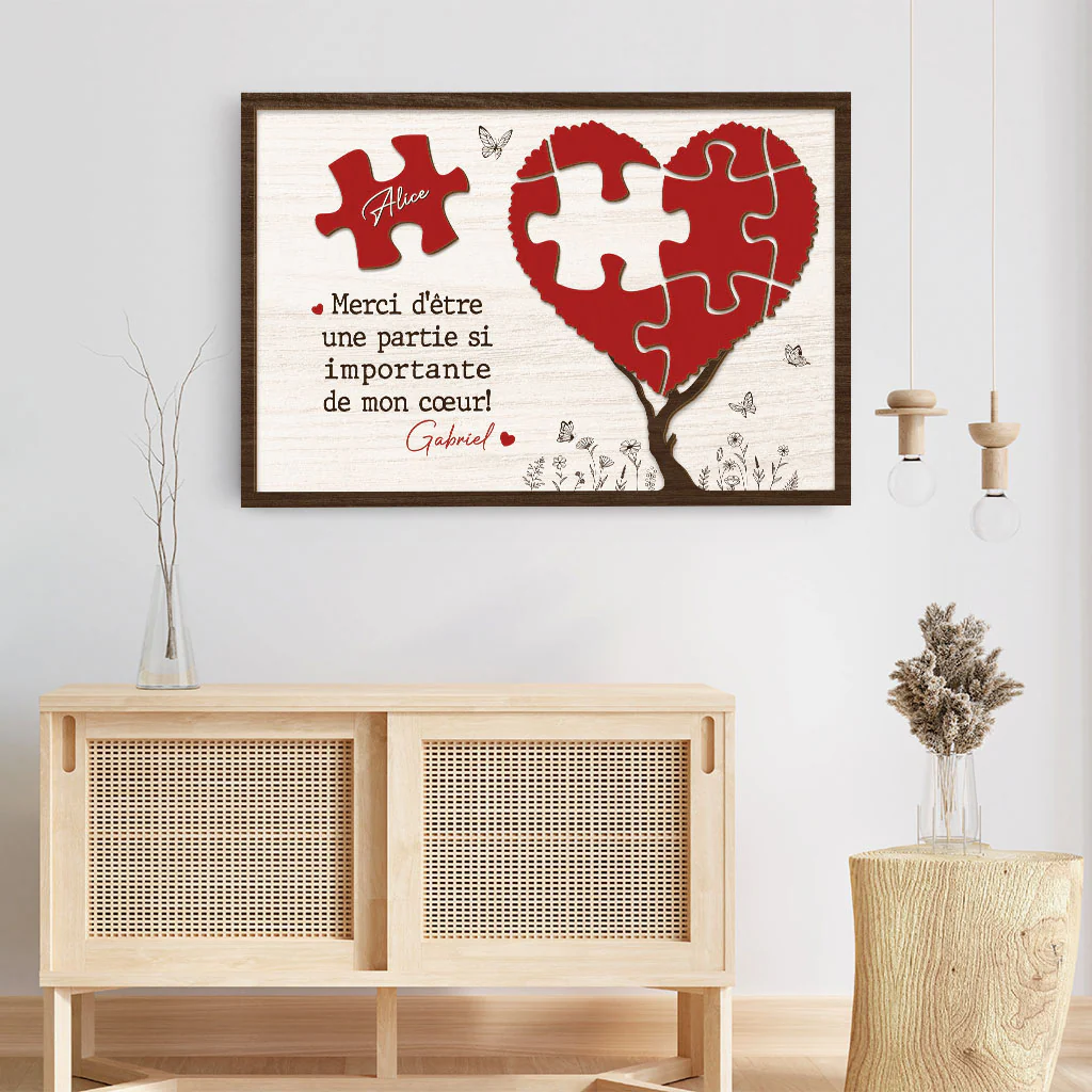 Toile Personnalisée Couple - Une Partie Importante De Mon Cœur - Image 3