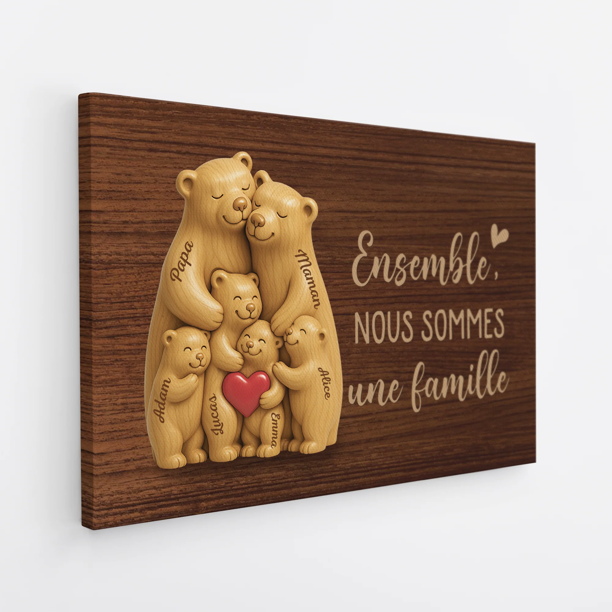Toile Personnalisée - Ensemble Famille Ours - Image 2
