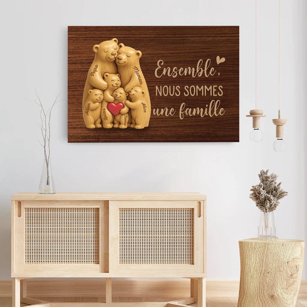 Toile Personnalisée - Ensemble Famille Ours - Image 3