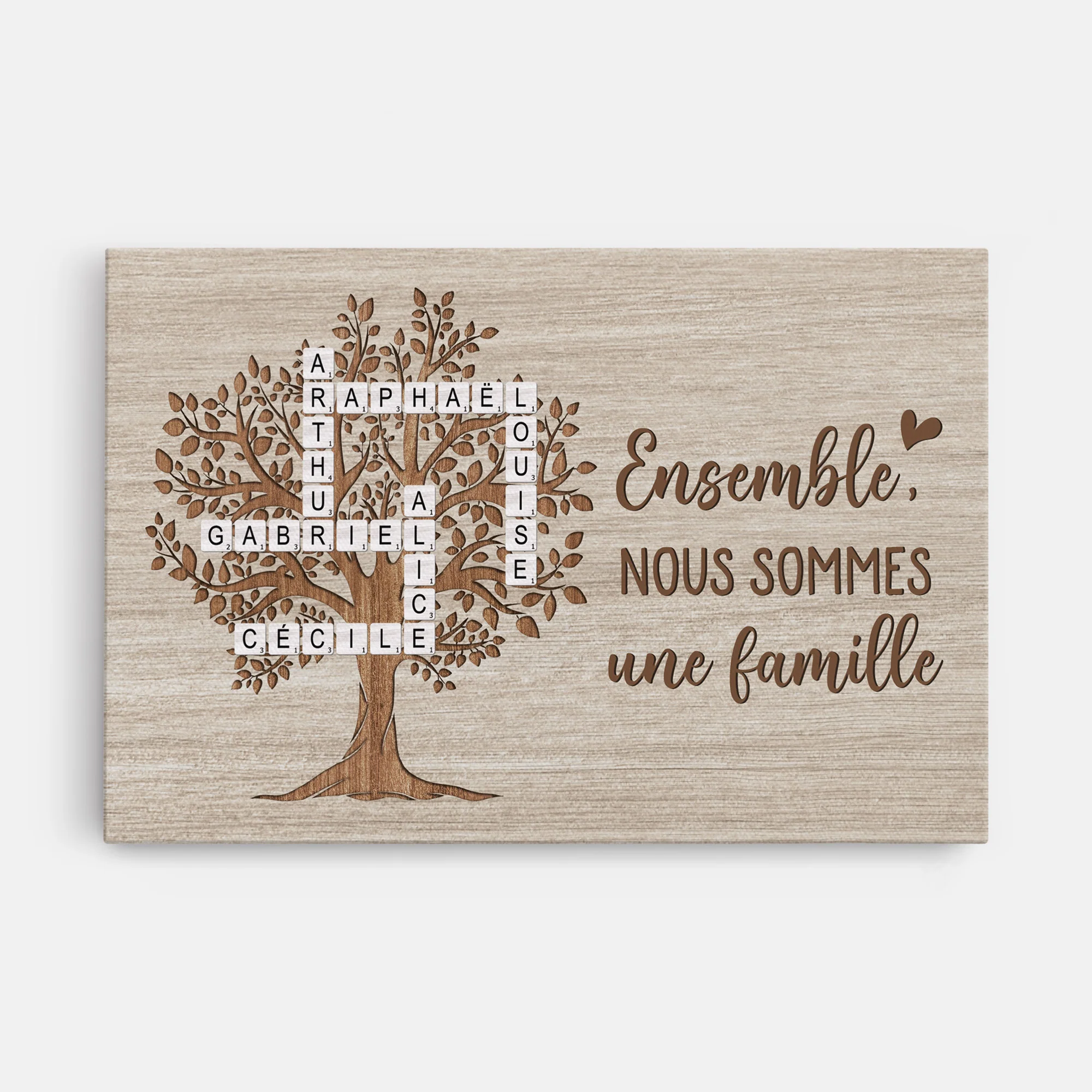Toile Personnalisée - Ensemble Nous Formons Une Famille Avec Mots-Croisés