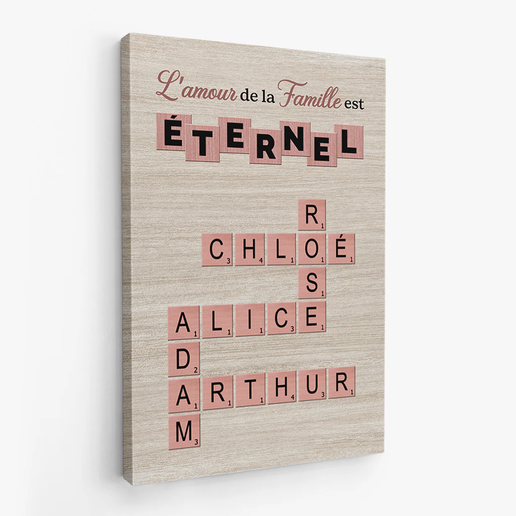 Toile Personnalisée Famille Avec Mots-Croisés - Amour De La Famille - Image 2