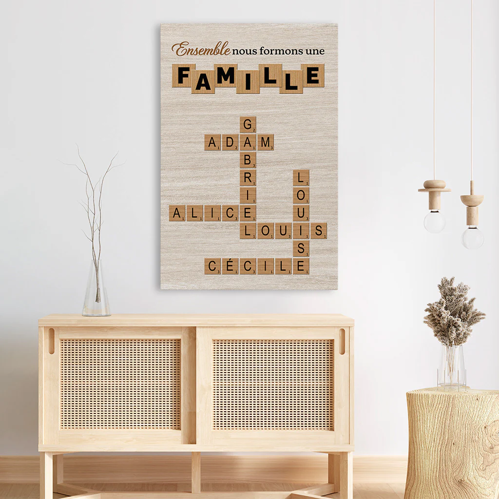 Toile Personnalisée Famille Avec Mots-Croisés - Amour De La Famille - Image 3