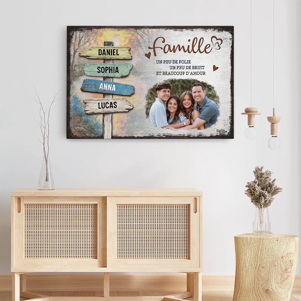 Toile Personnalisée Famille Avec Photo - Bruit Et Amour De Notre Famille - Image 3
