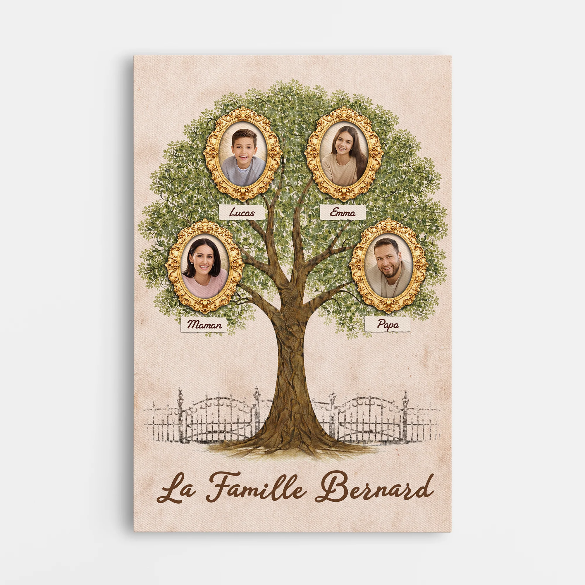 Toile Personnalisée Famille Avec Photo - Notre Arbre D'amour