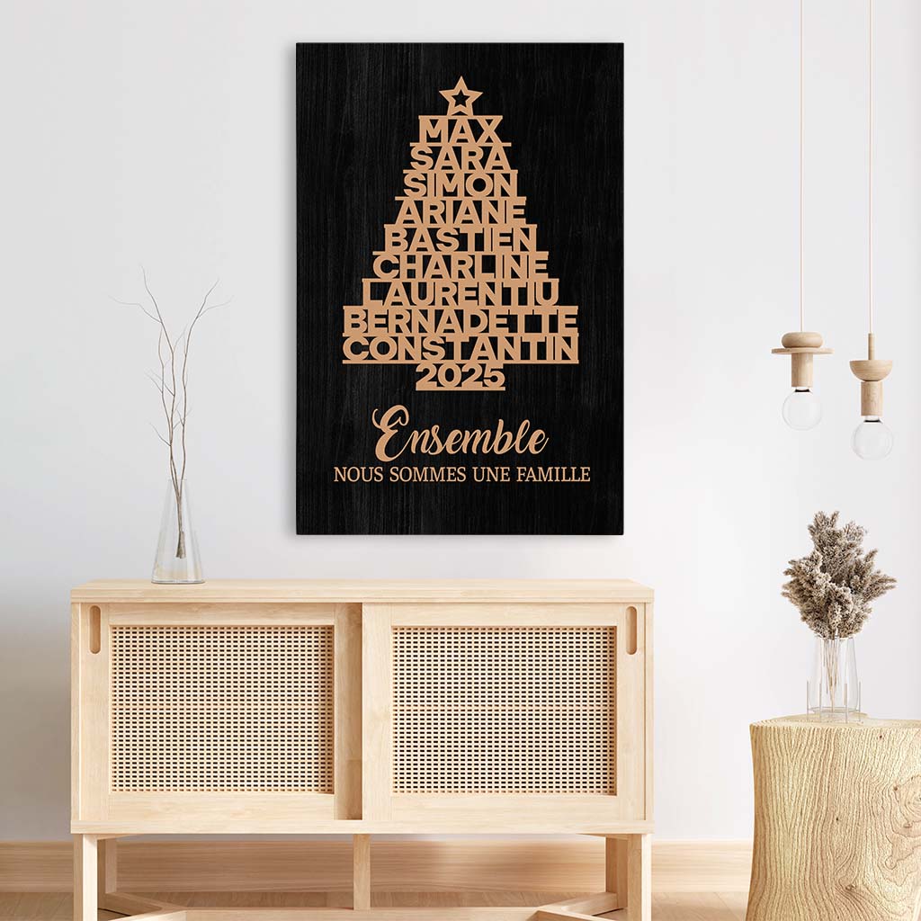 Toile Personnalisée - Famille Ensemble Avec Sapin De Noël - Image 3