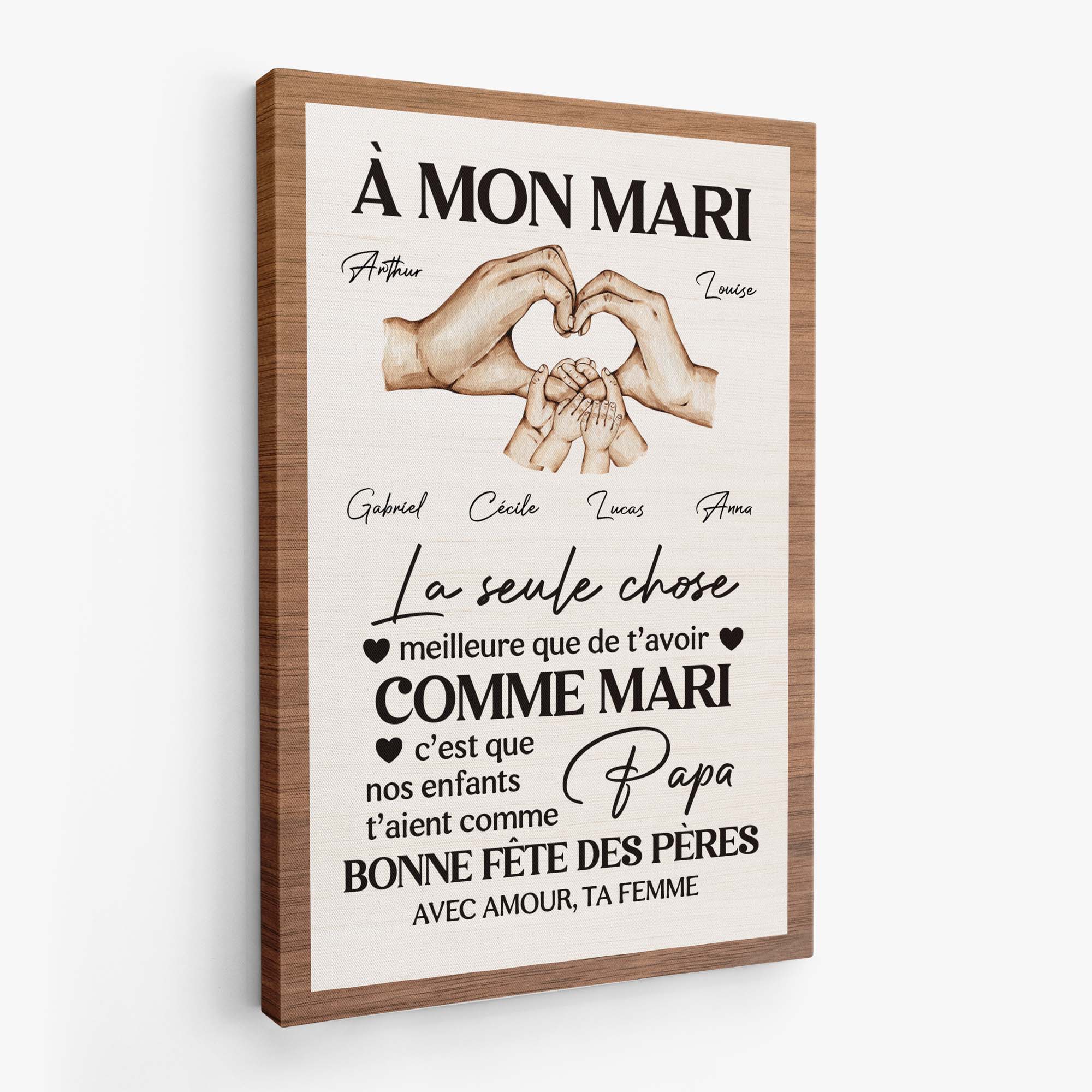Toile Personnalisée Famille Ensemble - Bonne Fête Des Mères Des Pères - Image 2