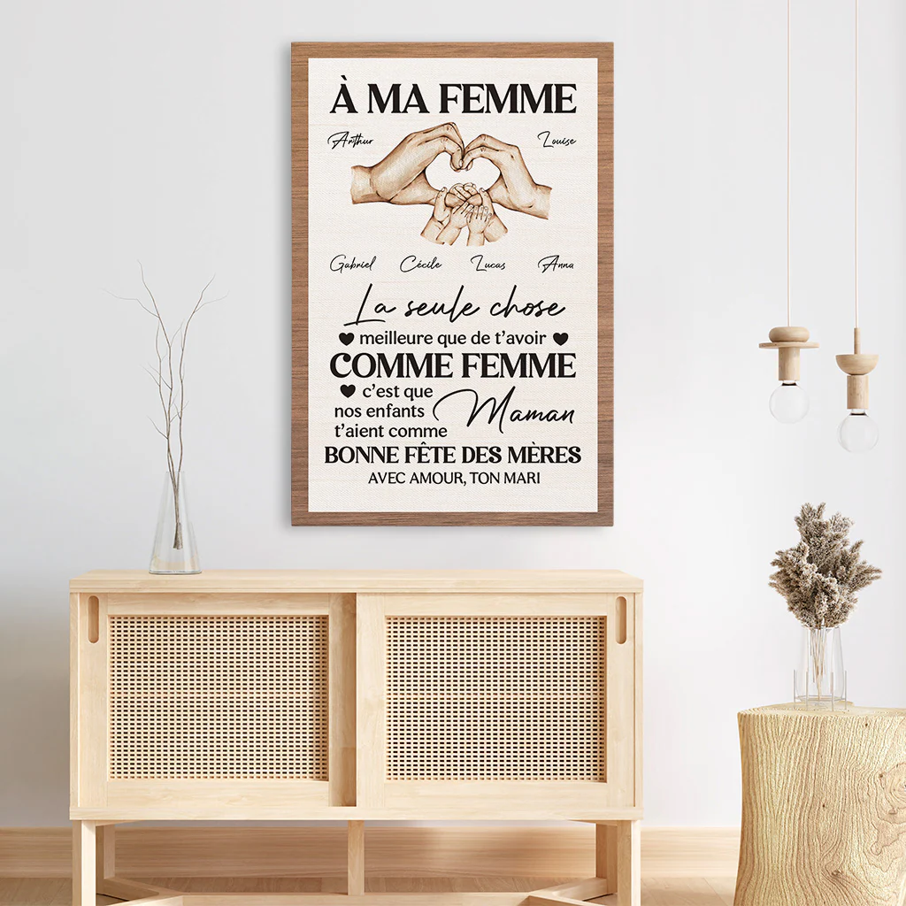 Toile Personnalisée Famille Ensemble - Bonne Fête Des Mères Des Pères - Image 3
