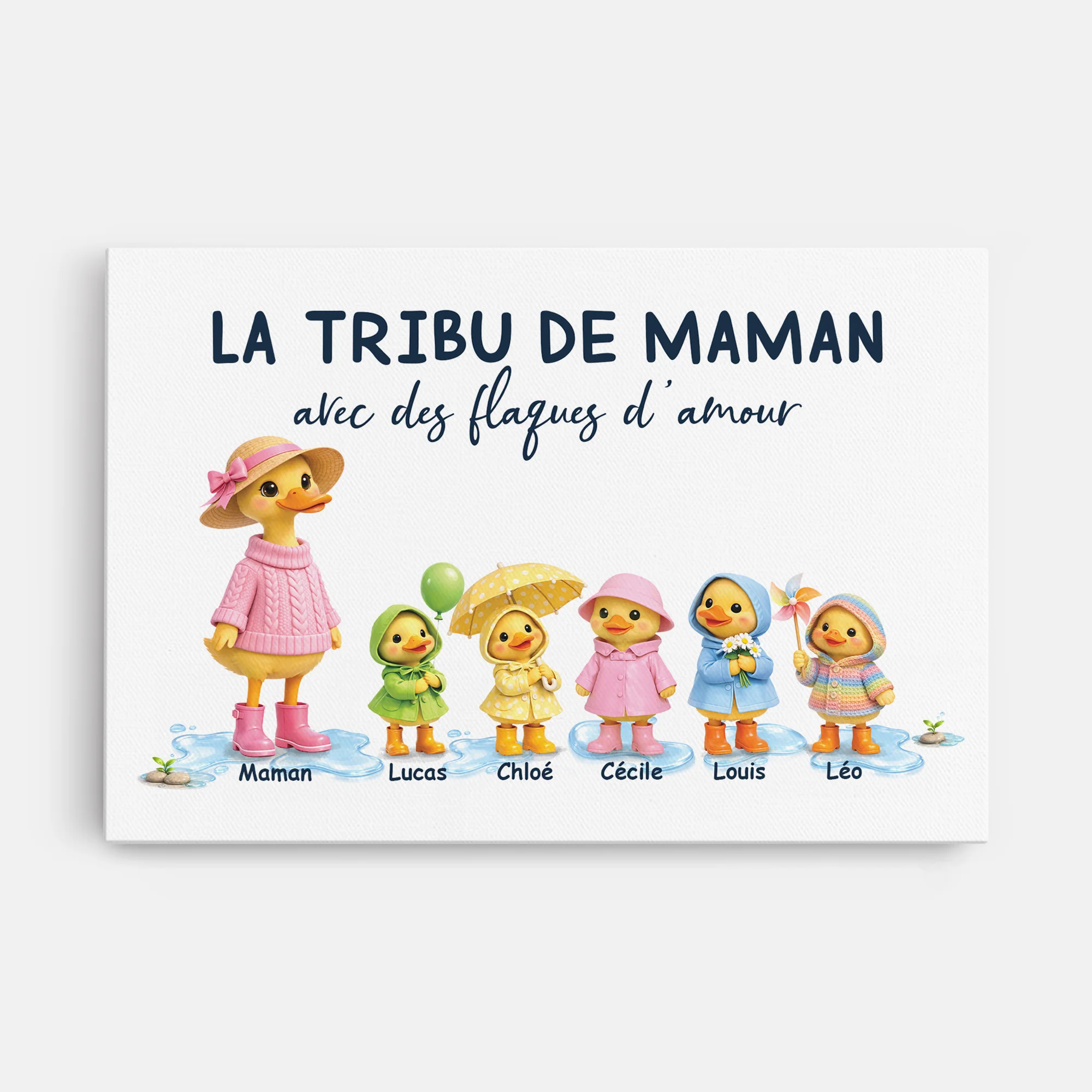 Tableau Fête Des Mères Personnalisé | Toile La Bande À Maman Papa Canard