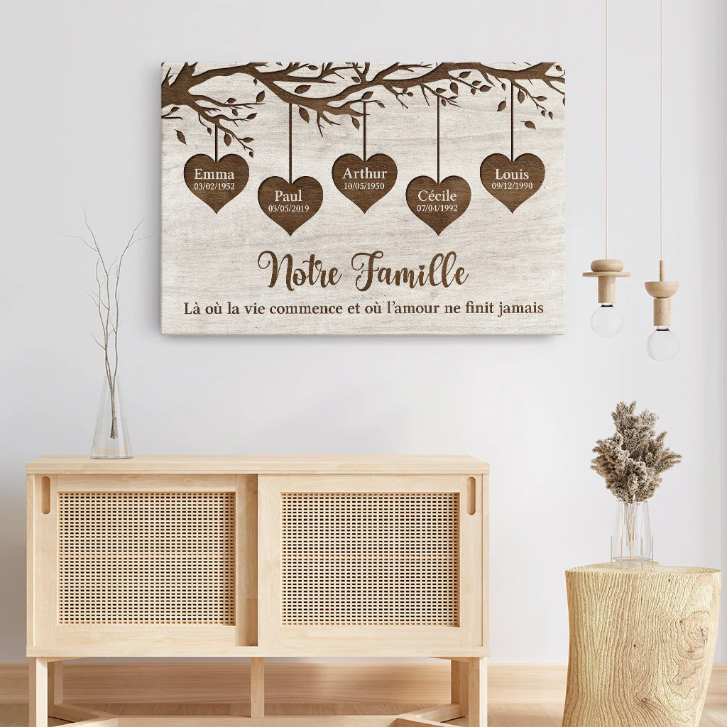 Toile Personnalisée Famille - Là Où La Vie Commence - Image 3