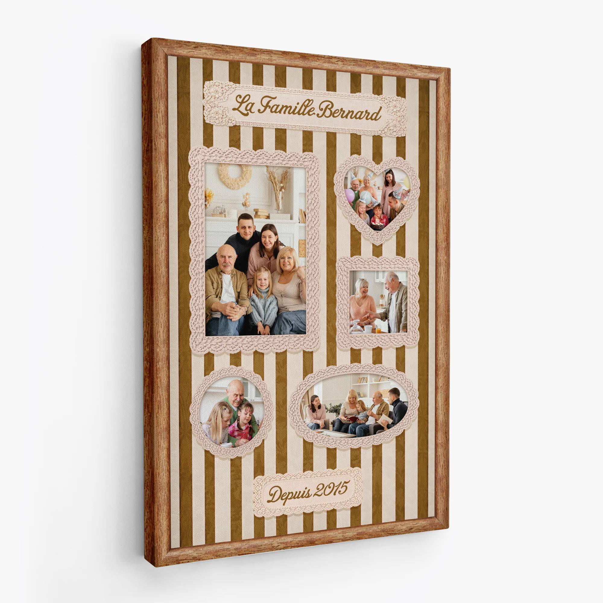 Toile Personnalisée Famille Photo - Grand Cœur De Famille - Image 2