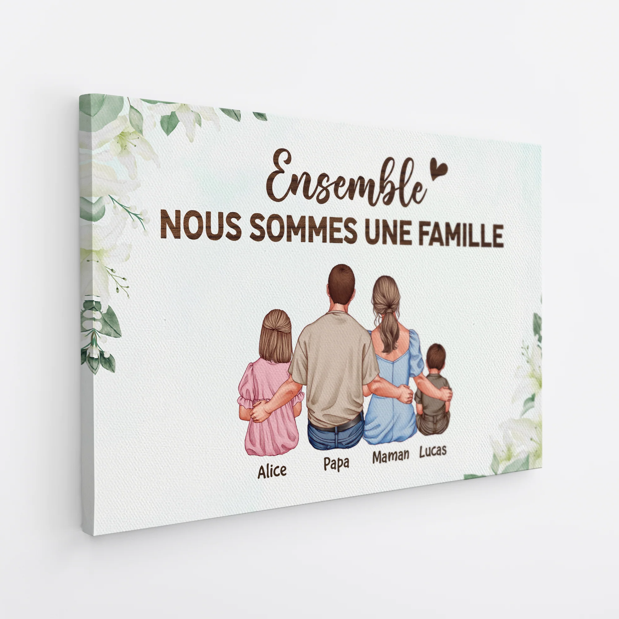 Toile Personnalisée Famille - Famille Ensemble Version Tourner Le Dos - Image 2