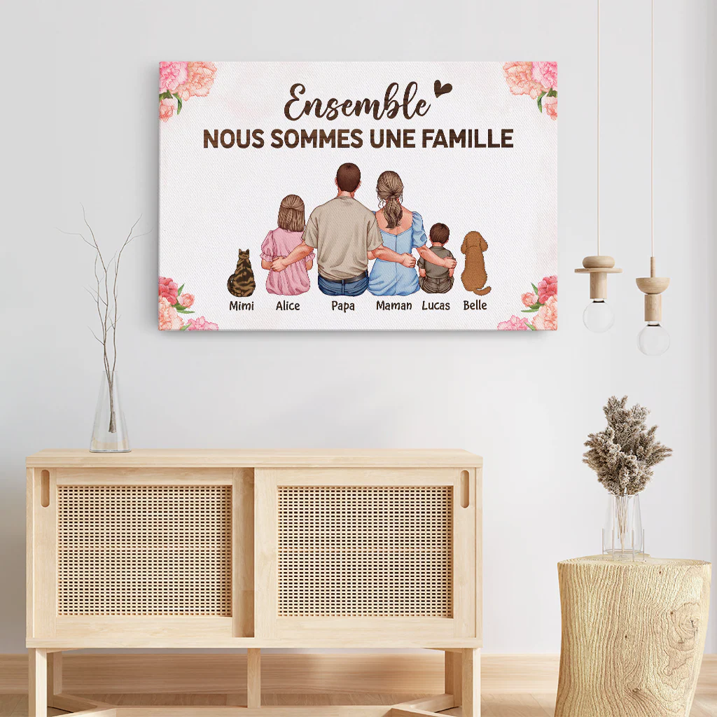 Toile Personnalisée Famille - Famille Ensemble Version Tourner Le Dos - Image 3