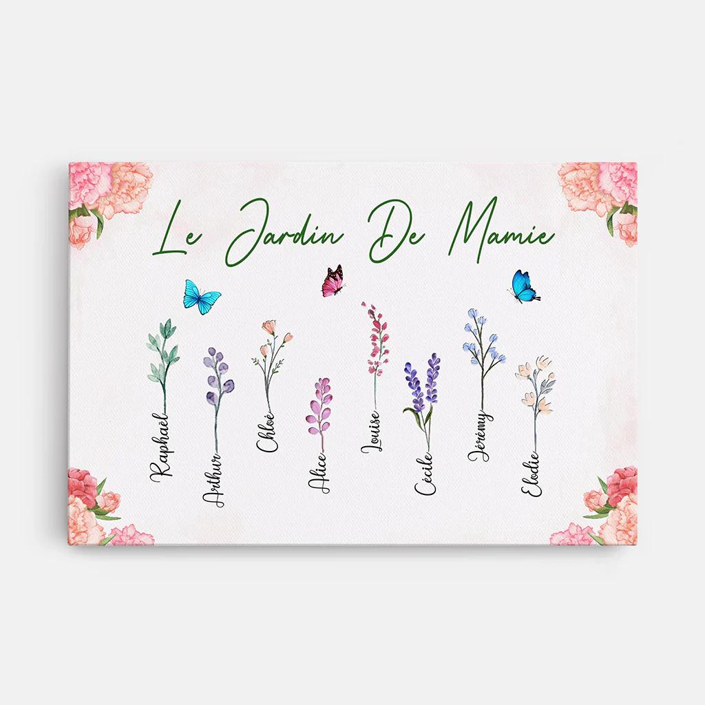 Toile Personnalisée Mamie - Le Jardin De Mamie - Jolies Fleurs