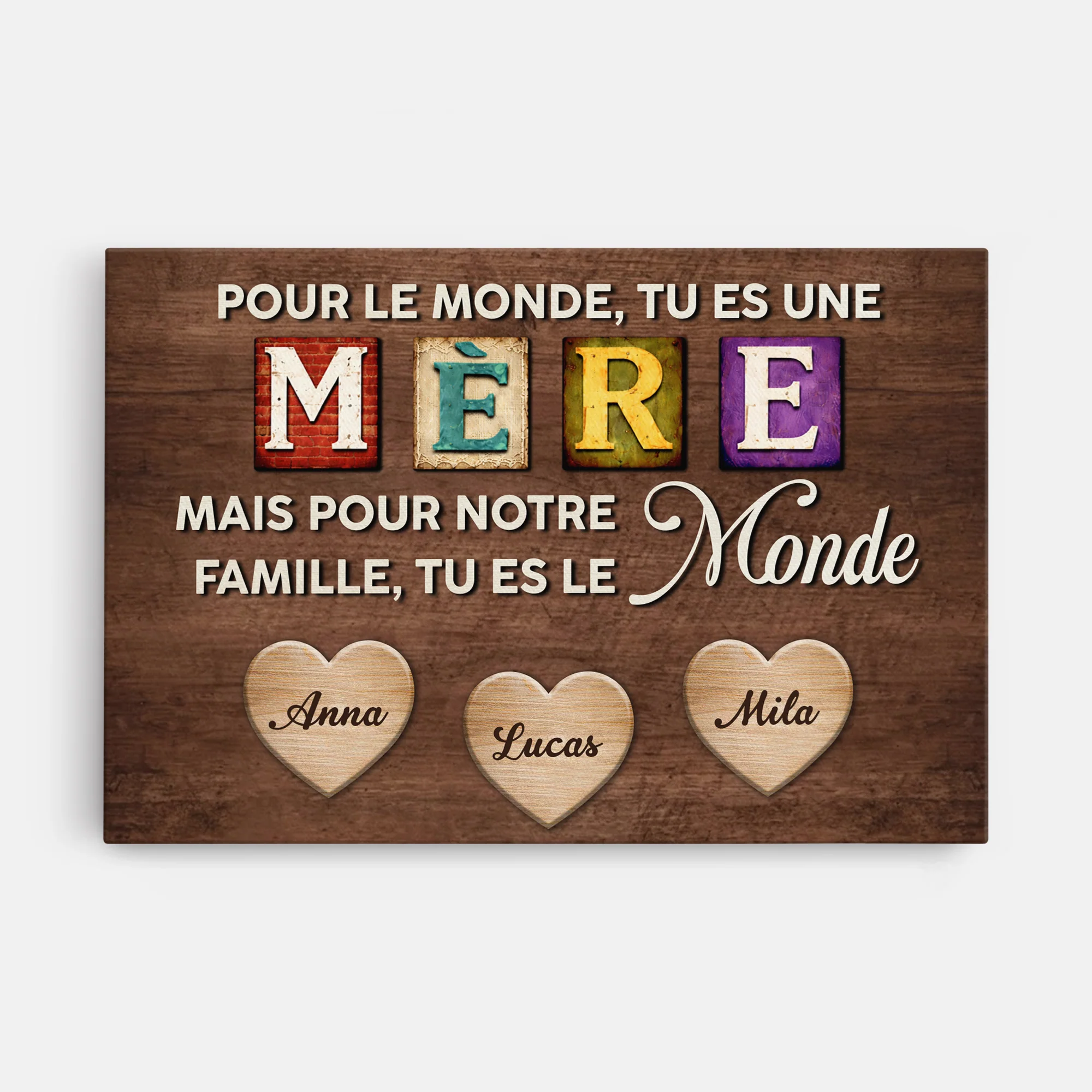Toile Personnalisée Maman Et Papa - Pour Notre Famille Tu Es Le Monde