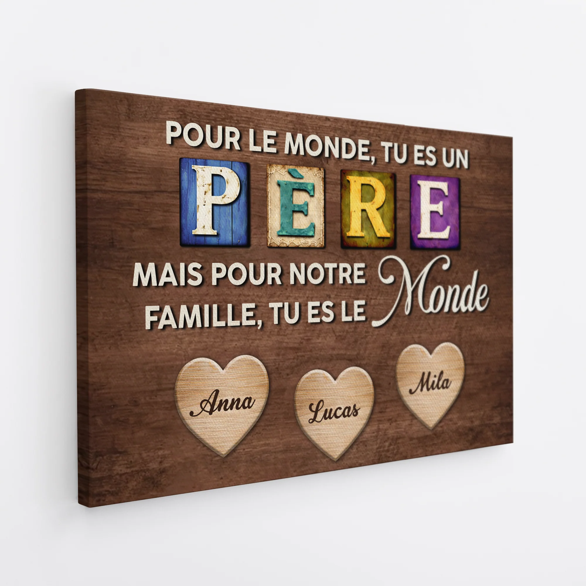 Toile Personnalisée Maman Et Papa - Pour Notre Famille Tu Es Le Monde - Image 2